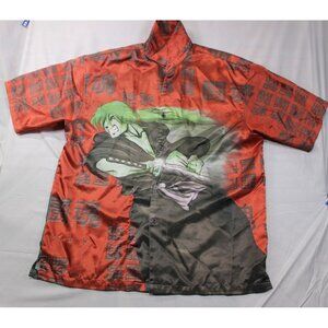 Anime-Themed Samurai Graphic‎ Button-Up Shirt Red & Black Size L By Barcode 100%